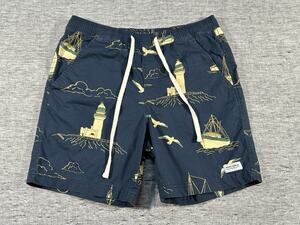 Banks Journal Shorts Mens Large 6" Navy Blue Lighthouse Boats Nautical Sailing
